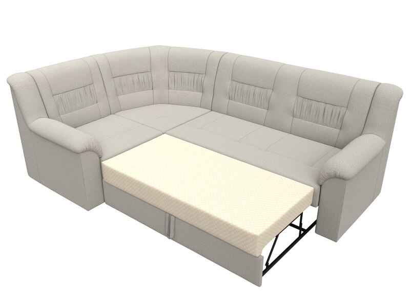 Диван угловой Карелия левый угол, Рогожка, Амур 02 бежевый