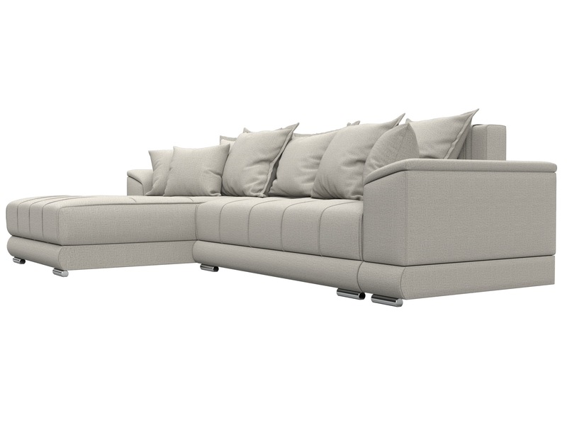 Диван угловой НордСтар левый угол, Рогожка, Амур 02 бежевый