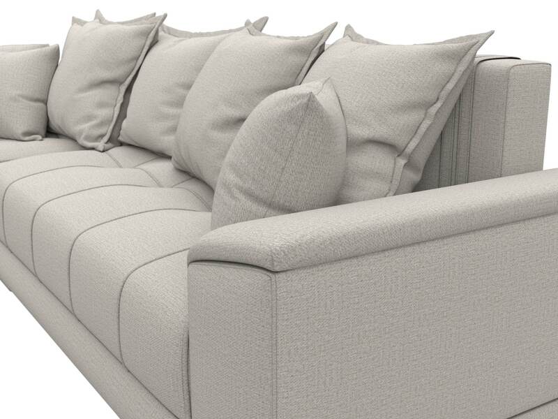 Диван угловой НордСтар левый угол, Рогожка, Амур 02 бежевый