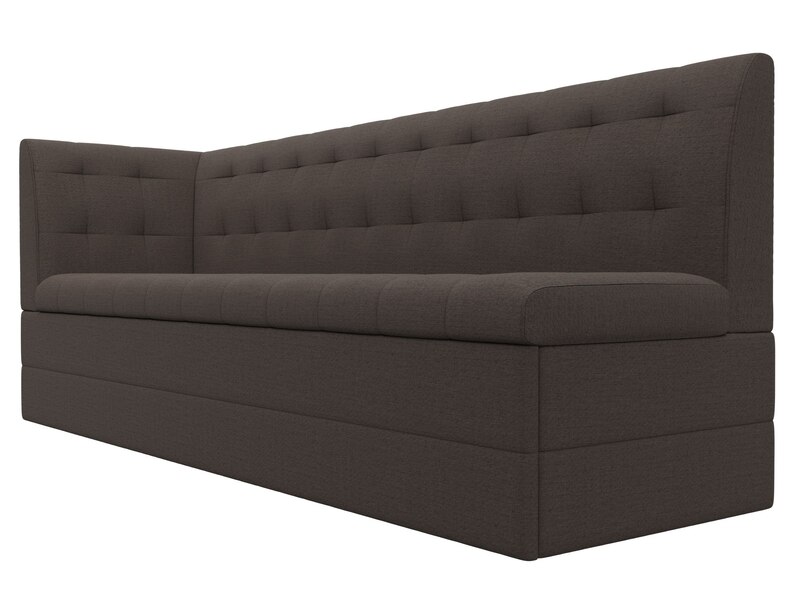 Диван кухонный прямой Бриз с углом слева, Рогожка, Амур 05 коричневый