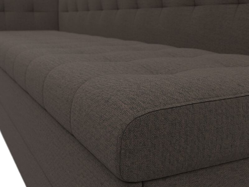 Диван кухонный прямой Бриз с углом слева, Рогожка, Амур 05 коричневый