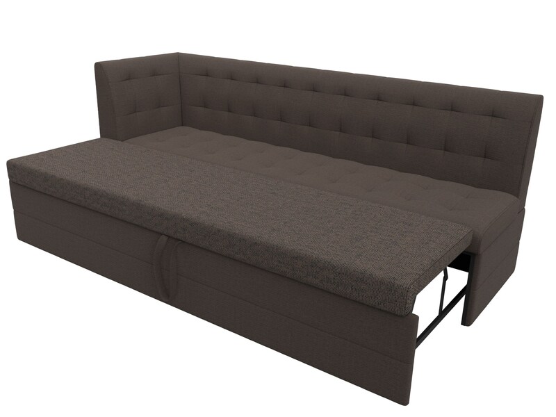 Диван кухонный прямой Бриз с углом слева, Рогожка, Амур 05 коричневый