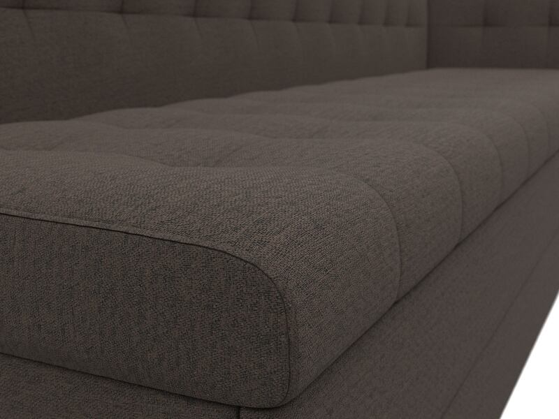 Диван кухонный прямой Бриз с углом справа, Рогожка, Амур 05 коричневый