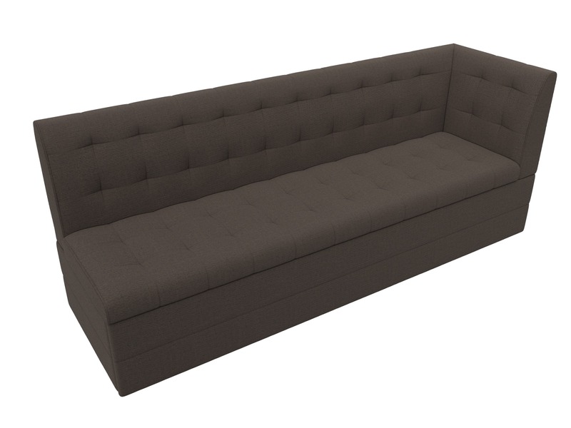 Диван кухонный прямой Бриз с углом справа, Рогожка, Амур 05 коричневый