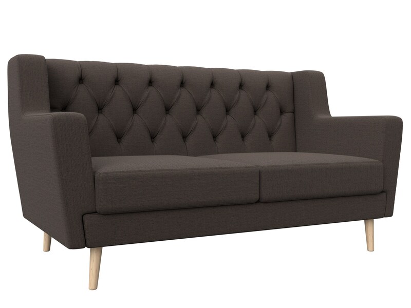 Диван кухонный прямой Брайтон 2 Люкс, Рогожка, Амур 05 коричневый