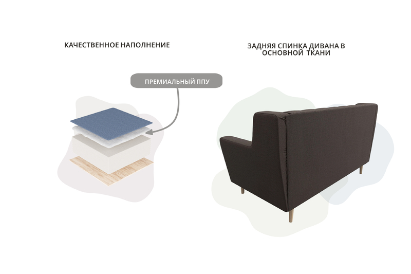 Диван кухонный прямой Брайтон 2 Люкс, Рогожка, Амур 05 коричневый