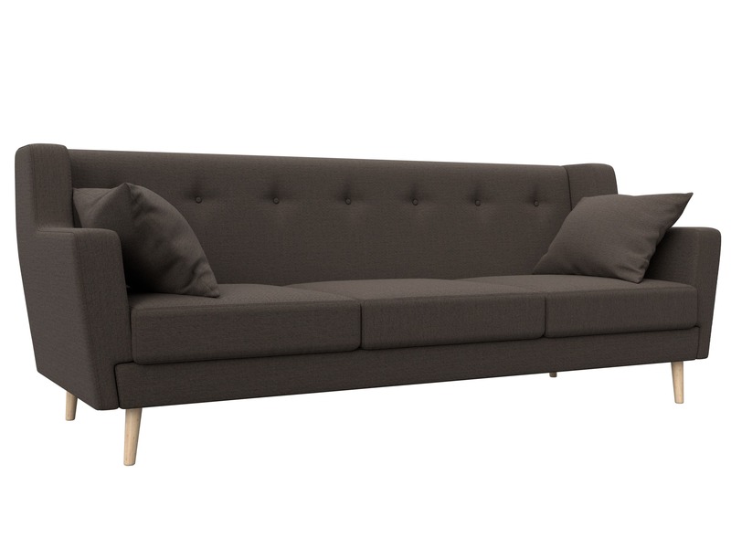 Диван кухонный прямой Брайтон 3, Рогожка, Амур 05 коричневый