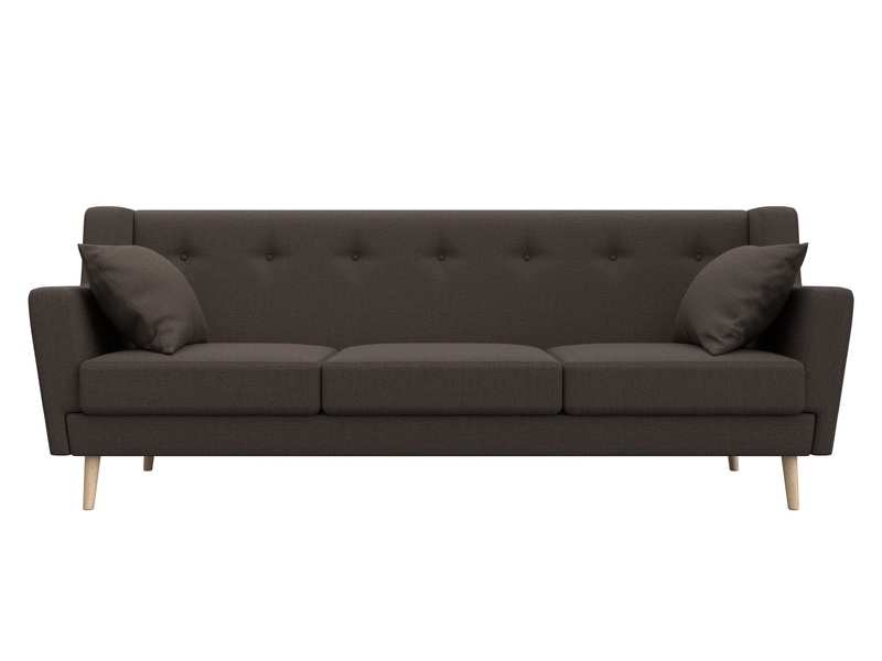 Диван кухонный прямой Брайтон 3, Рогожка, Амур 05 коричневый