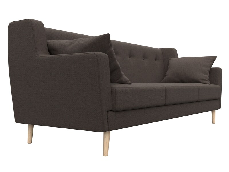 Диван кухонный прямой Брайтон 3, Рогожка, Амур 05 коричневый