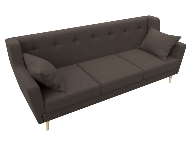 Диван кухонный прямой Брайтон 3, Рогожка, Амур 05 коричневый