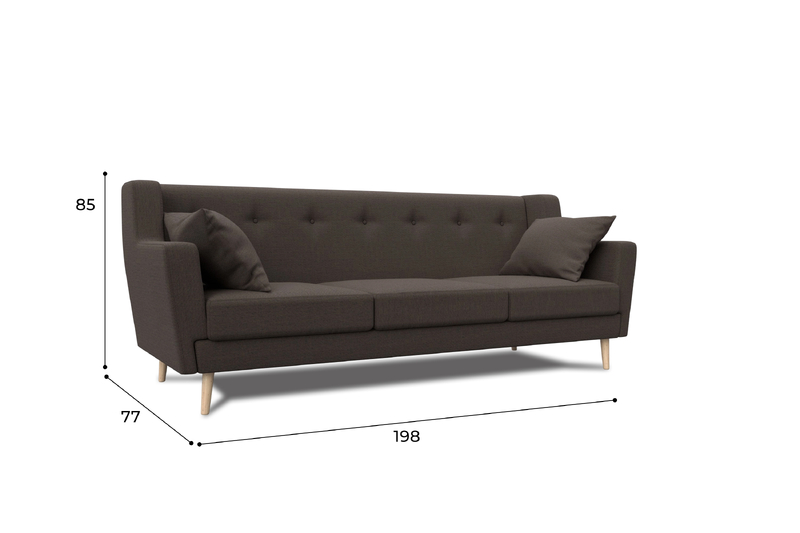 Диван кухонный прямой Брайтон 3, Рогожка, Амур 05 коричневый