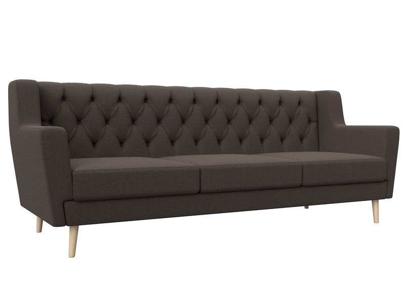 Диван кухонный прямой Брайтон 3 Люкс, Рогожка, Амур 05 коричневый