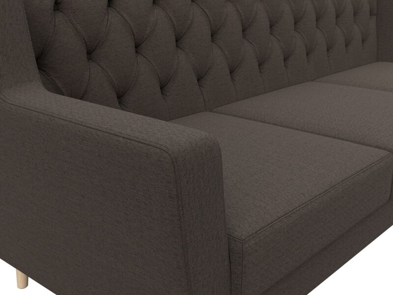 Диван кухонный прямой Брайтон 3 Люкс, Рогожка, Амур 05 коричневый