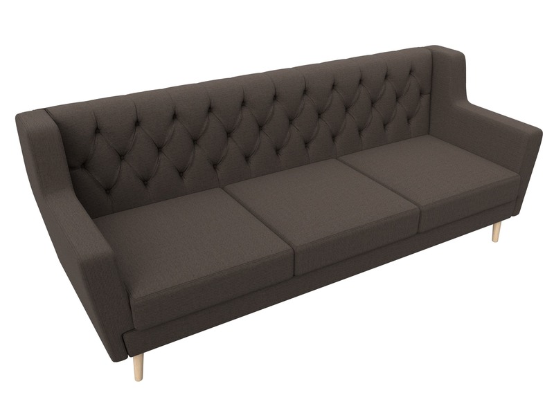 Диван кухонный прямой Брайтон 3 Люкс, Рогожка, Амур 05 коричневый