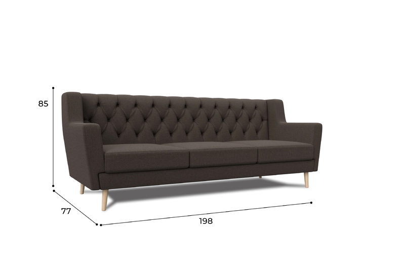 Диван кухонный прямой Брайтон 3 Люкс, Рогожка, Амур 05 коричневый