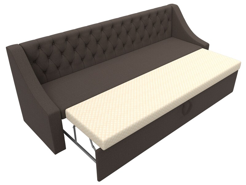 Диван кухонный прямой Мерлин, Рогожка, Амур 05 коричневый