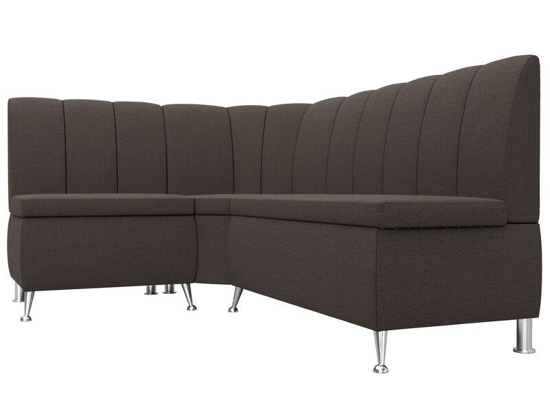 Диван кухонный угловой Кантри левый угол, Рогожка, Амур 05 коричневый