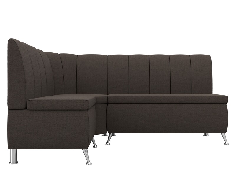 Диван кухонный угловой Кантри левый угол, Рогожка, Амур 05 коричневый