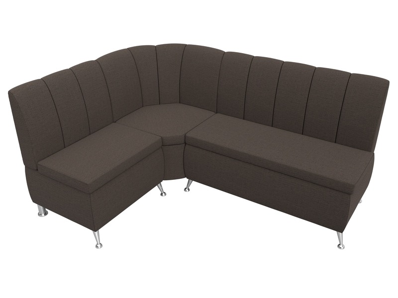 Диван кухонный угловой Кантри левый угол, Рогожка, Амур 05 коричневый