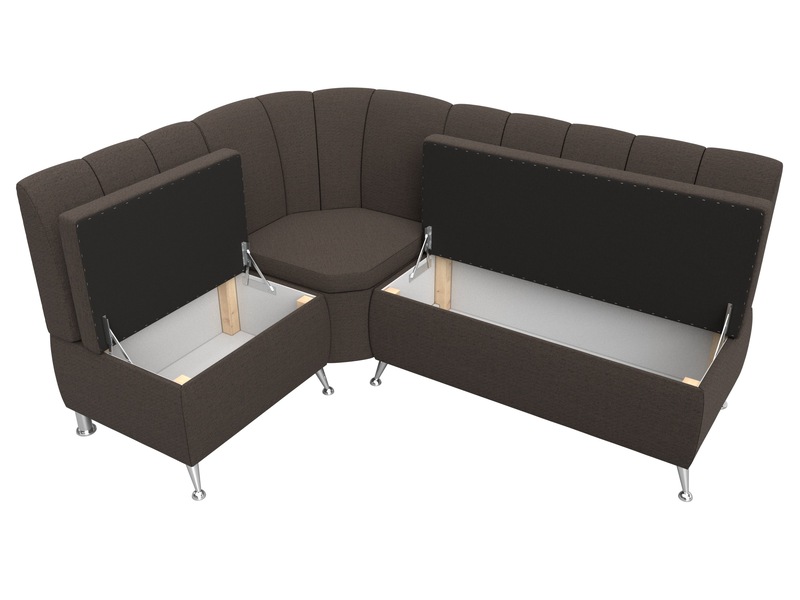 Диван кухонный угловой Кантри левый угол, Рогожка, Амур 05 коричневый