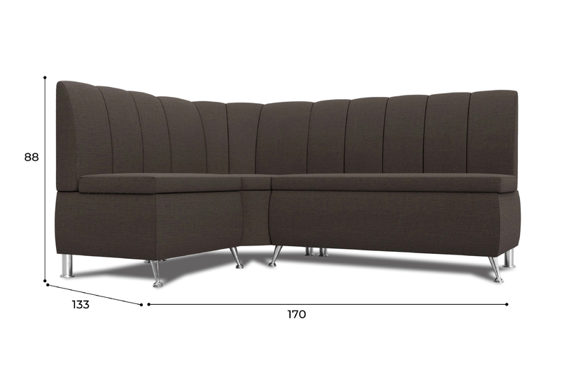 Диван кухонный угловой Кантри левый угол, Рогожка, Амур 05 коричневый