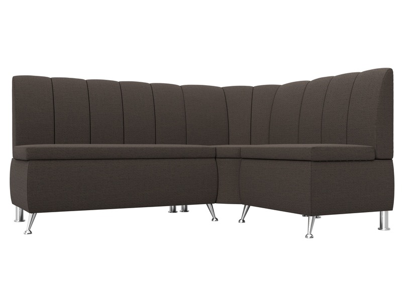 Диван кухонный угловой Кантри правый угол, Рогожка, Амур 05 коричневый