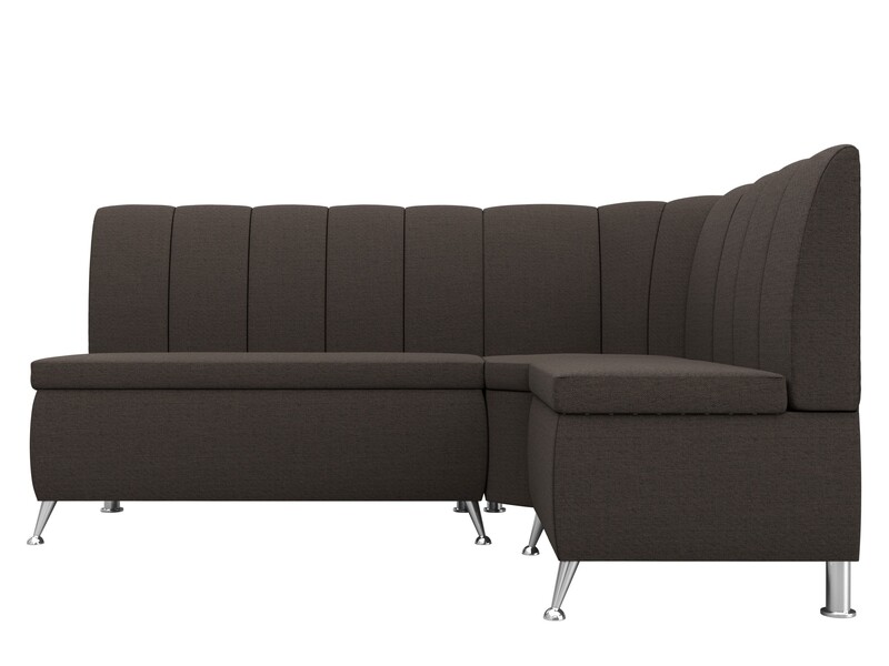 Диван кухонный угловой Кантри правый угол, Рогожка, Амур 05 коричневый