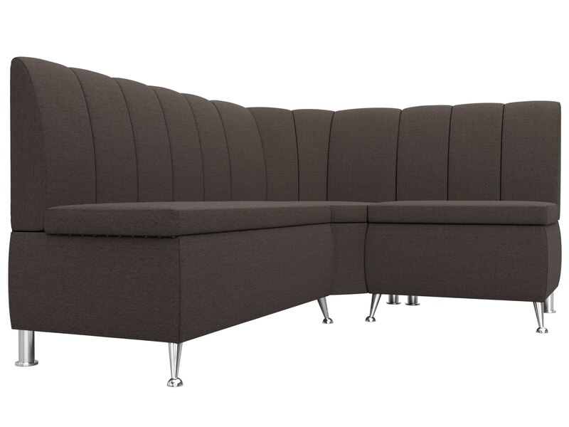 Диван кухонный угловой Кантри правый угол, Рогожка, Амур 05 коричневый