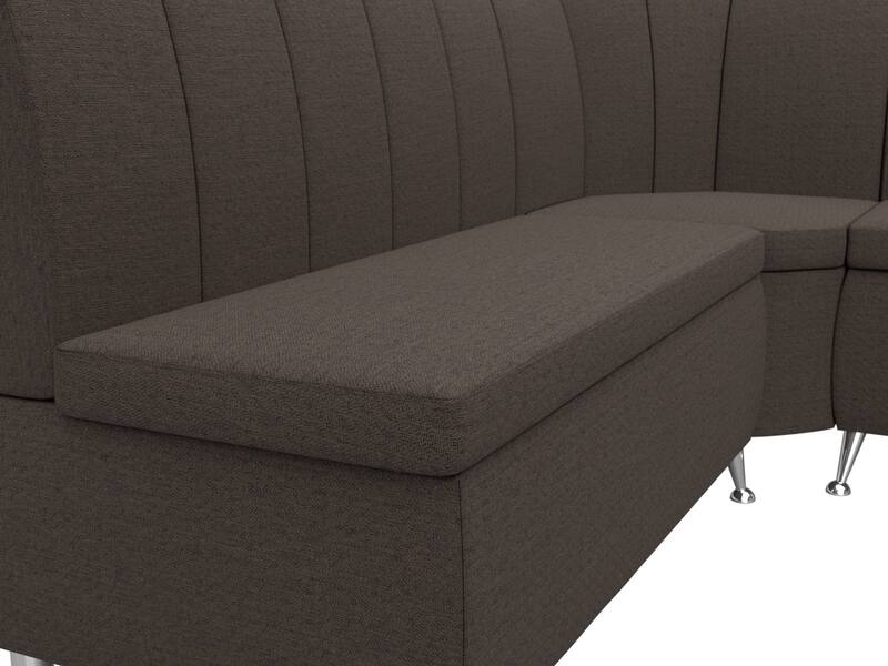 Диван кухонный угловой Кантри правый угол, Рогожка, Амур 05 коричневый