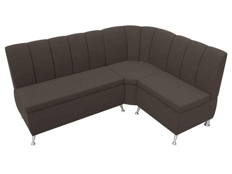 Диван кухонный угловой Кантри правый угол, Рогожка, Амур 05 коричневый