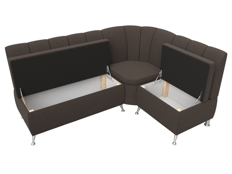 Диван кухонный угловой Кантри правый угол, Рогожка, Амур 05 коричневый