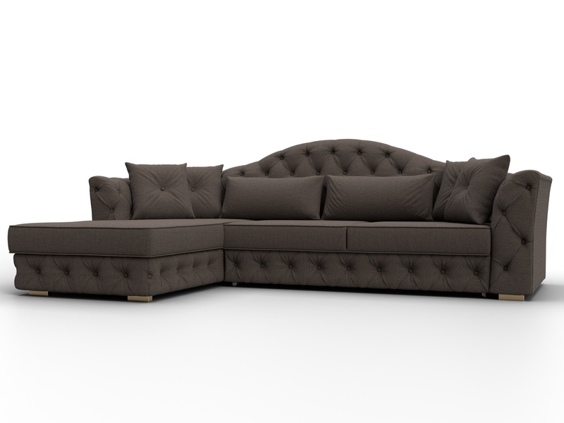 Диван угловой Артис левый угол, Рогожка, Амур 05 коричневый