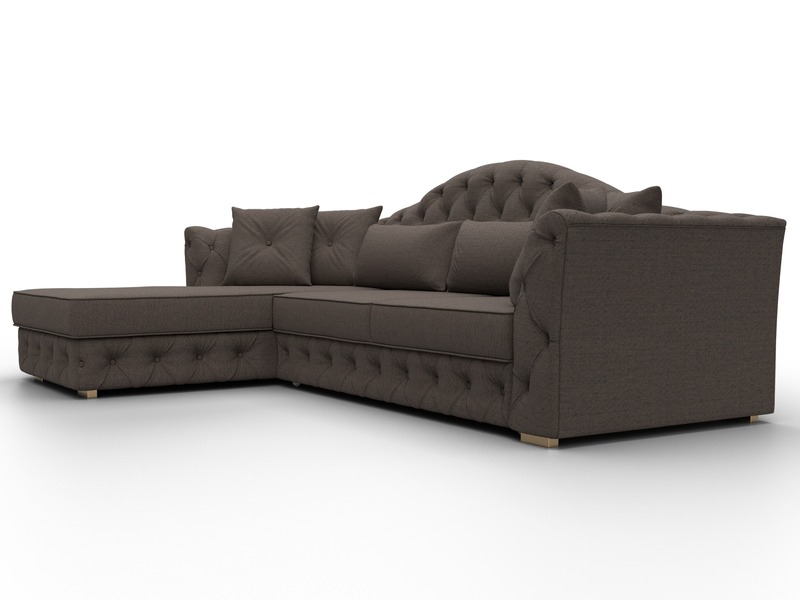 Диван угловой Артис левый угол, Рогожка, Амур 05 коричневый