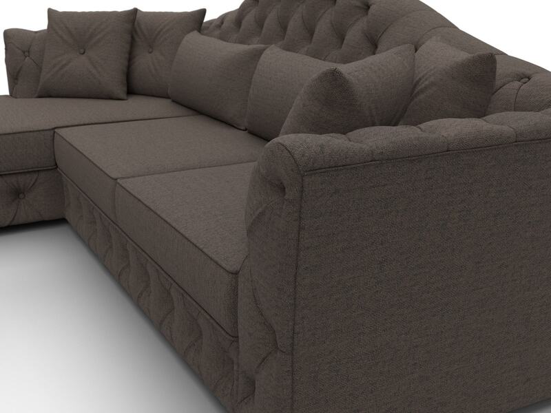 Диван угловой Артис левый угол, Рогожка, Амур 05 коричневый