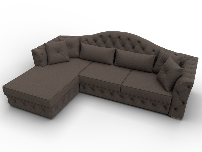 Диван угловой Артис левый угол, Рогожка, Амур 05 коричневый