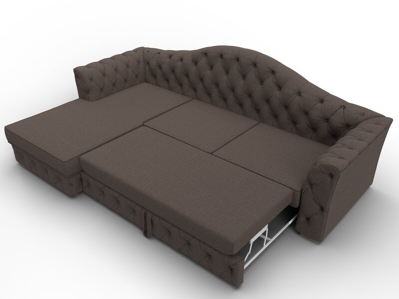 Диван угловой Артис левый угол, Рогожка, Амур 05 коричневый