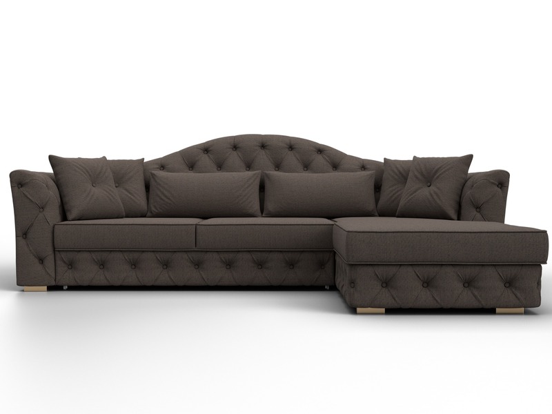 Диван угловой Артис правый угол, Рогожка, Амур 05 коричневый