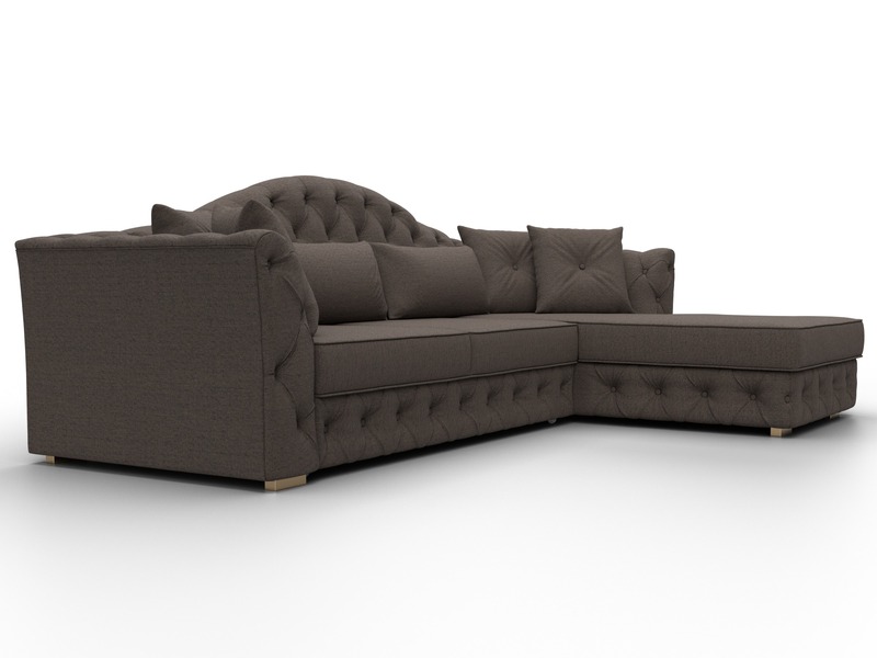 Диван угловой Артис правый угол, Рогожка, Амур 05 коричневый