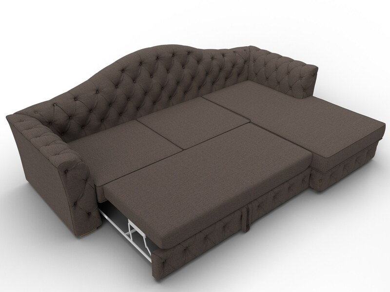 Диван угловой Артис правый угол, Рогожка, Амур 05 коричневый