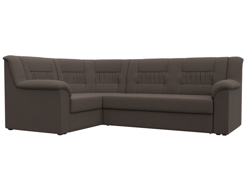 Диван угловой Карелия левый угол, Рогожка, Амур 05 коричневый