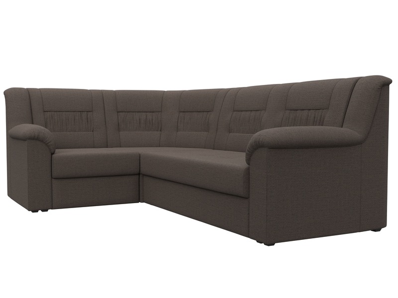 Диван угловой Карелия левый угол, Рогожка, Амур 05 коричневый