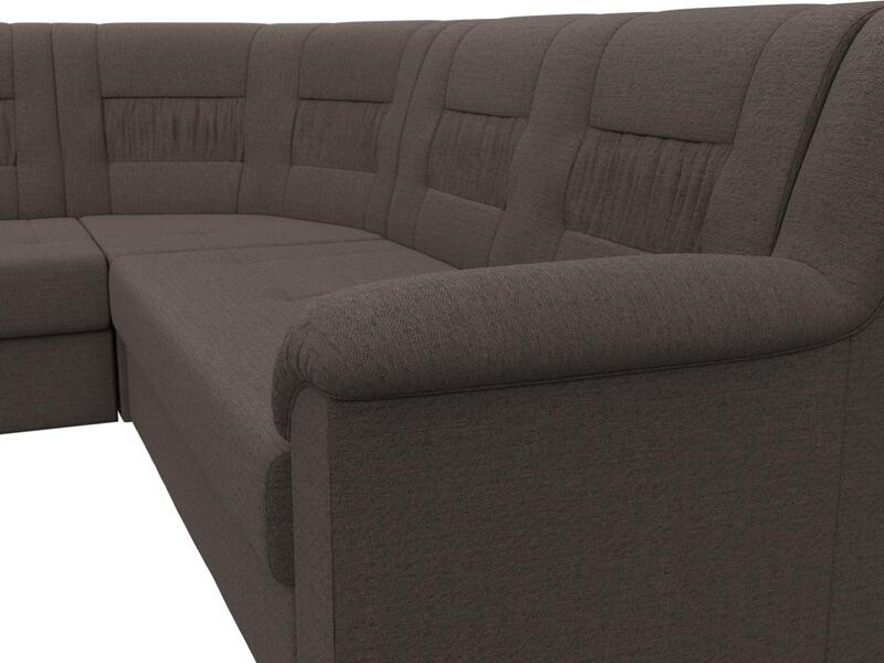 Диван угловой Карелия левый угол, Рогожка, Амур 05 коричневый