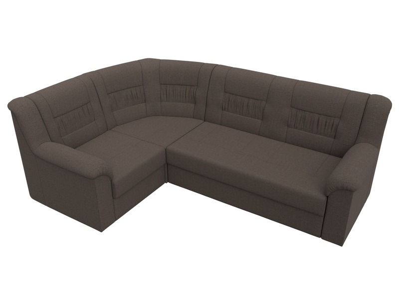 Диван угловой Карелия левый угол, Рогожка, Амур 05 коричневый