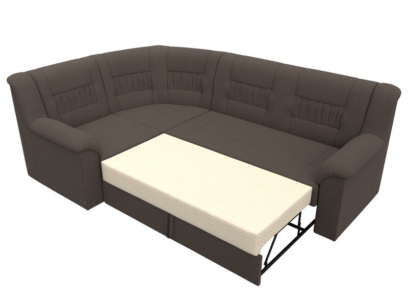 Диван угловой Карелия левый угол, Рогожка, Амур 05 коричневый