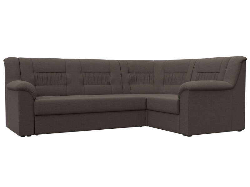 Диван угловой Карелия правый угол, Рогожка, Амур 05 коричневый