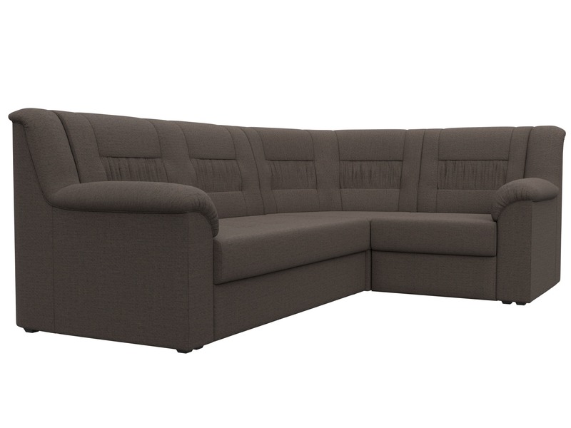 Диван угловой Карелия правый угол, Рогожка, Амур 05 коричневый