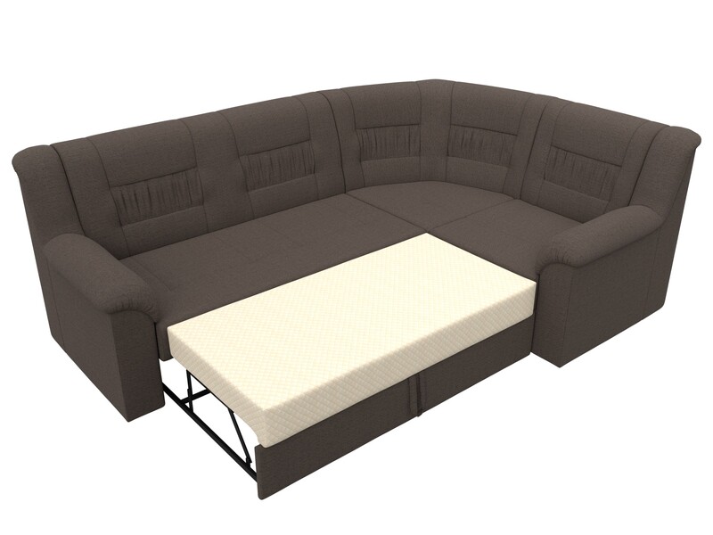 Диван угловой Карелия правый угол, Рогожка, Амур 05 коричневый