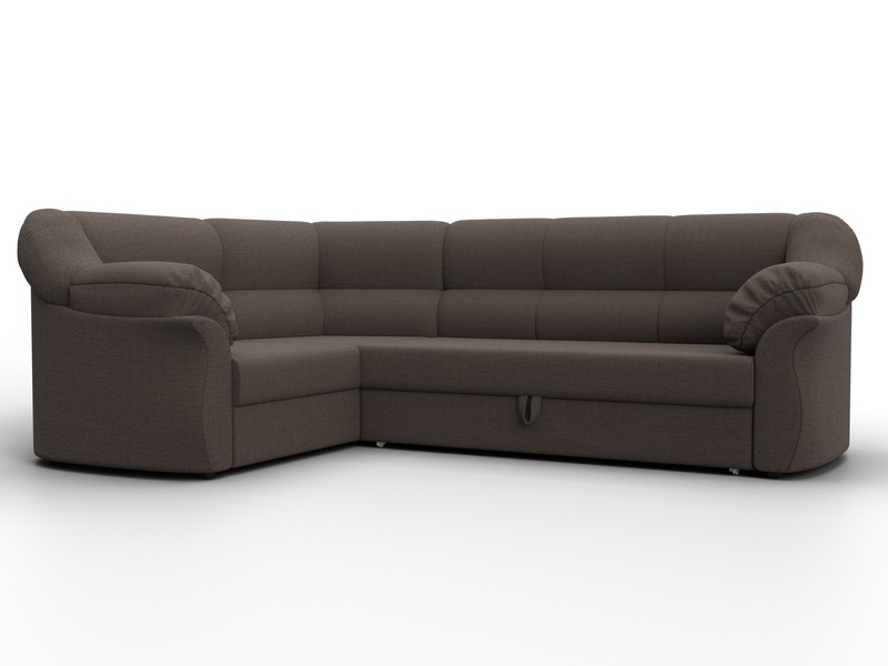 Диван угловой Карнелла левый угол, Рогожка, Амур 05 коричневый