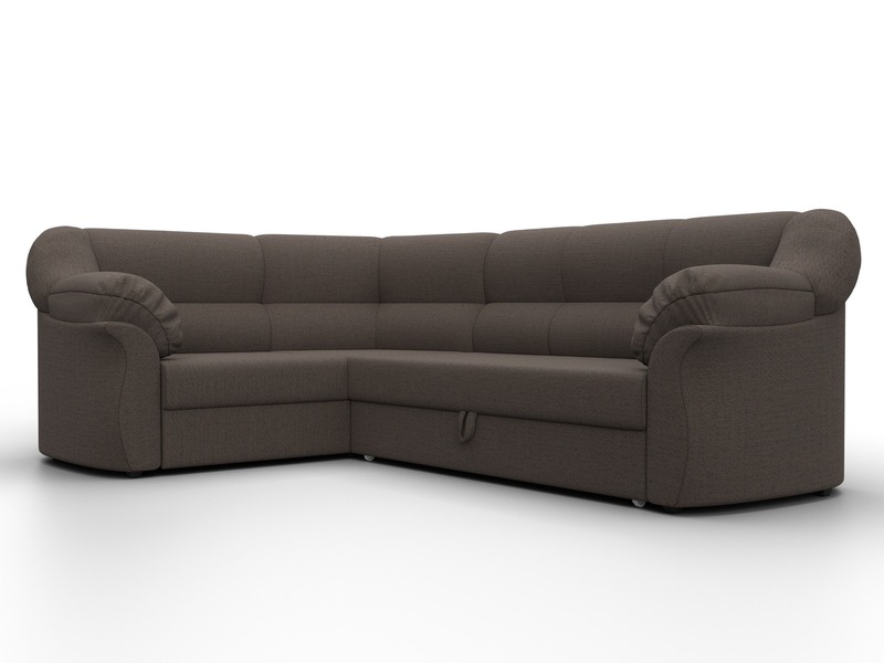 Диван угловой Карнелла левый угол, Рогожка, Амур 05 коричневый