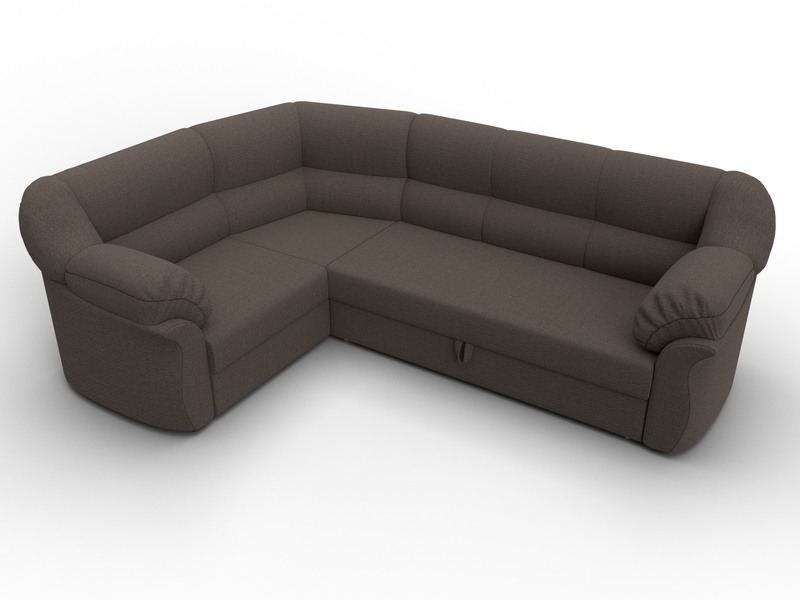 Диван угловой Карнелла левый угол, Рогожка, Амур 05 коричневый